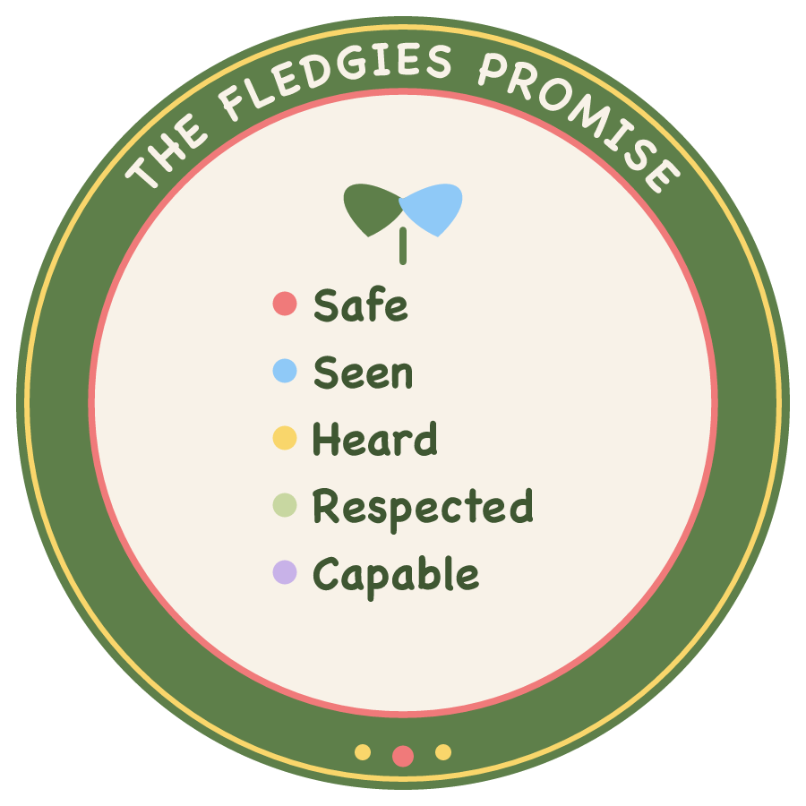 The Fledgies Promise: Safe, Seen, Heard, Respected, Capable